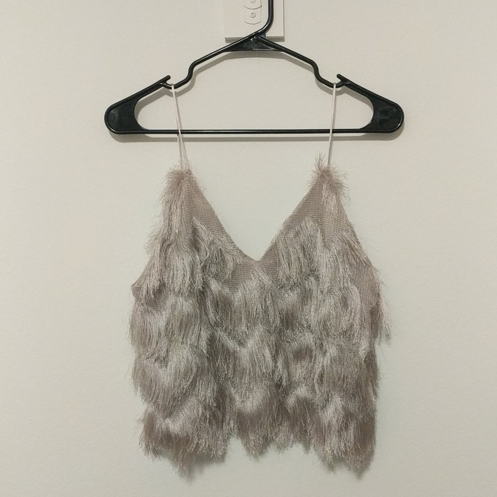 Zara shiny fringe top